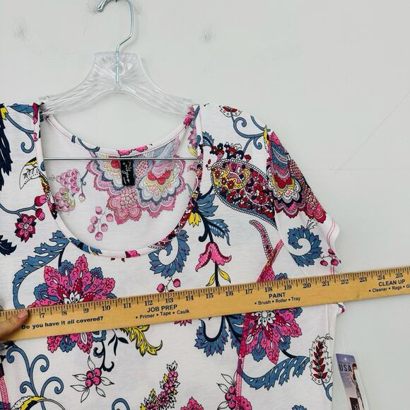 Fashque Ivory And Pink Floral Short Sleeve Dress Women’s Size 1X - Picture 3 of 8